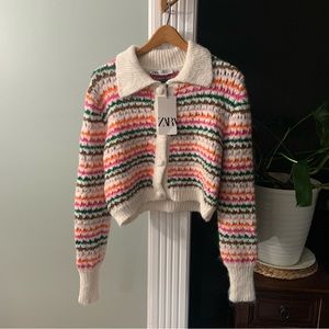 Zara Striped Knit Jacket sweater